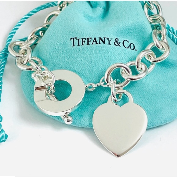 Vintage Tiffany & Co. Sterling Silver Heart Tag Toggle Bracelet 7” Rare - Picture 2 of 8